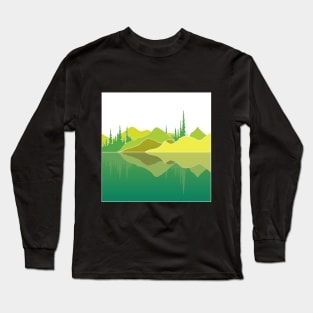 Landscape Vignette: Lime Reflection Lake Long Sleeve T-Shirt